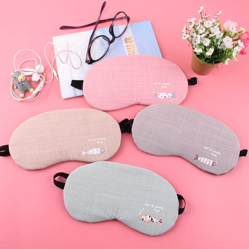 Creative fashion personality fish ice compress cotton linen ice bag eye mask for men and women sunscreen breathable gel sleep mask custom