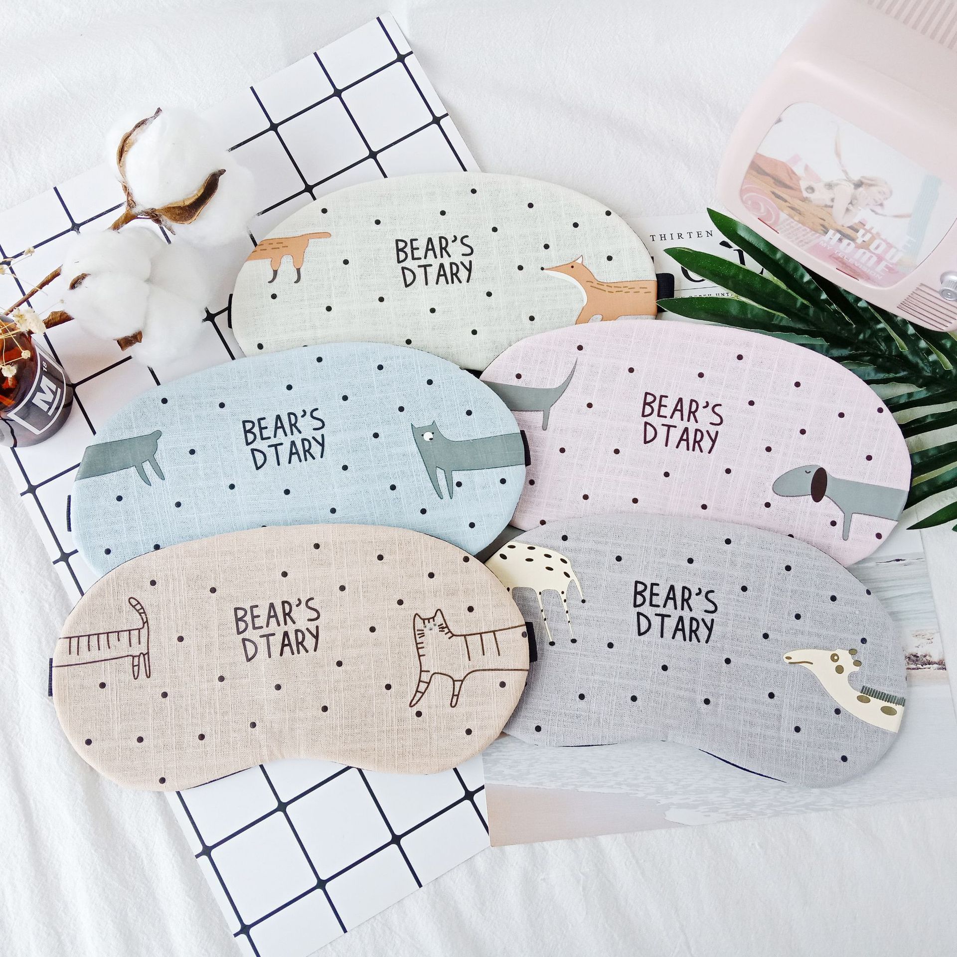 Personality cute cartoon sleep shading cold hot compress cotton flax breathable cat eye mask