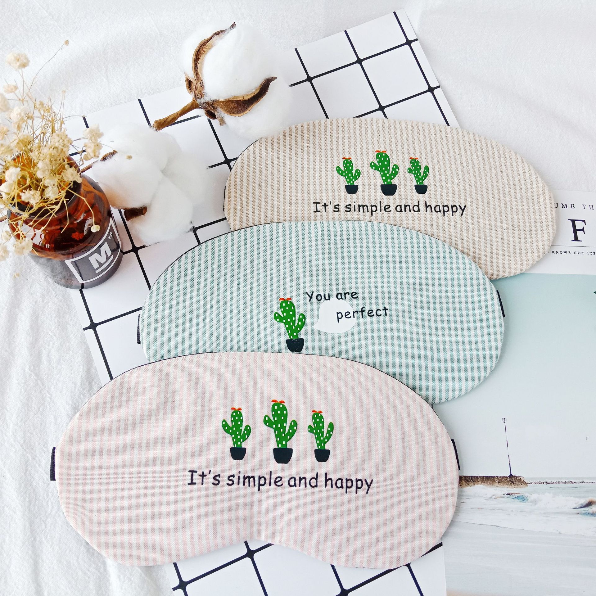 Ice compress sleep cotton and linen cute cartoon light-blocking sleep wonder eye mask details Picture