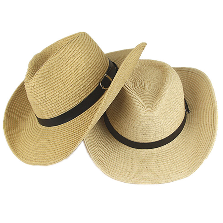 Collapsible sun Block Cowboy hat for men outdoor sun-shading sun hat tourist beach straw hat with large brim summer thumbnail