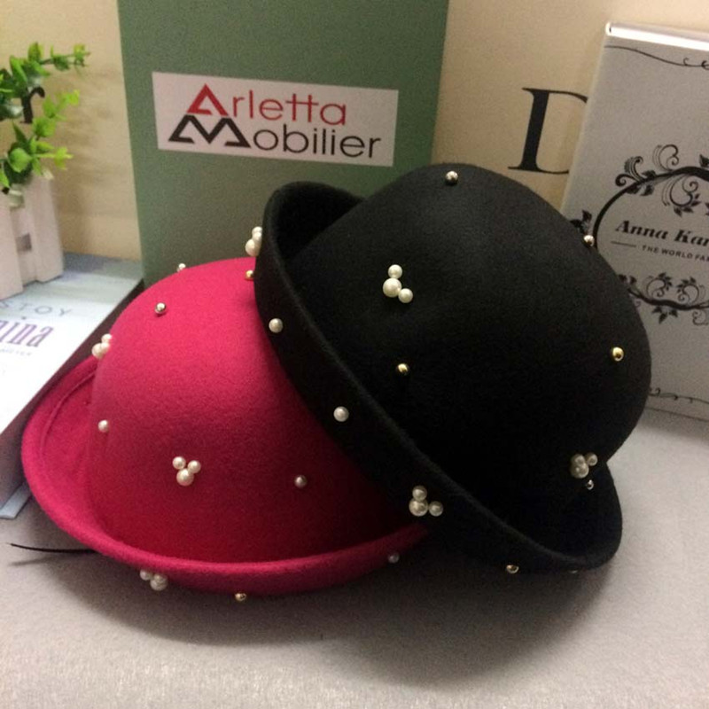 New hats Children's hats autumn and winter Korean woolen hats Pearl basin hats parent-child hats women's hats wholesale