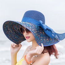 Hat female Korean version sun block sun hat folding straw hat large brim sun beach hat beach beach vacation
