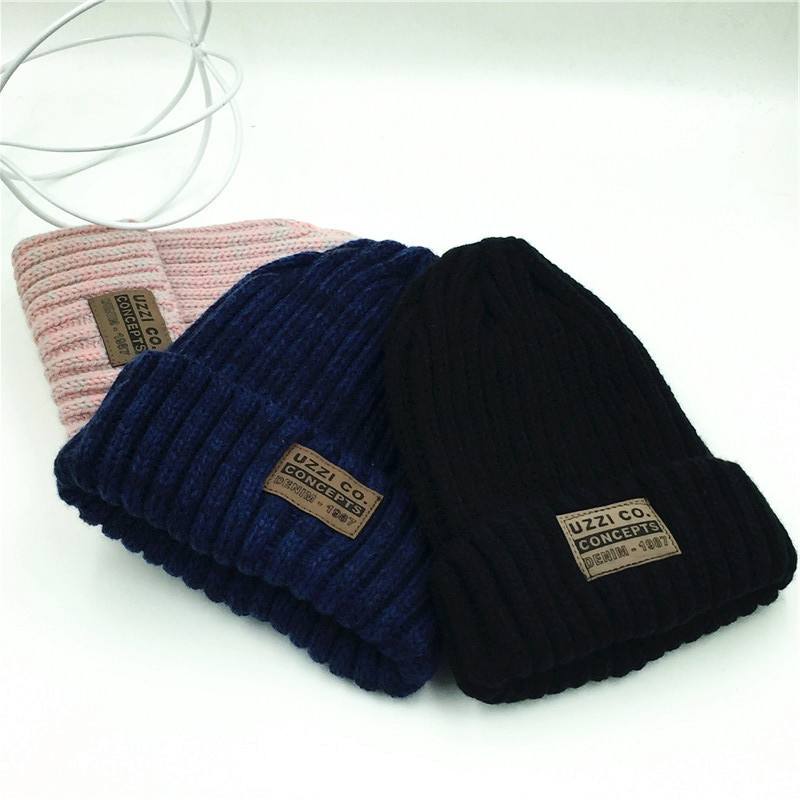 2017 New style of women's autumn and winter color-matched warm outdoor Korean-style fashionable patchwork knitted hat and woolen hat trendy brand details Picture