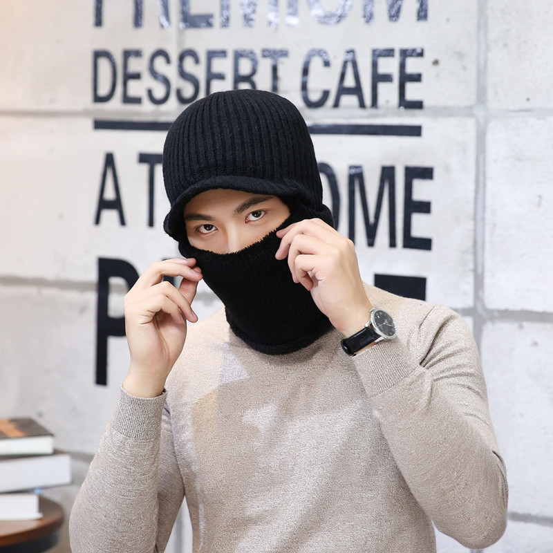 Woollen hat autumn winter duck tongue knit hat lengthened thick neck protection lady riding windproof ear protection hat and velvet body cap thumbnail