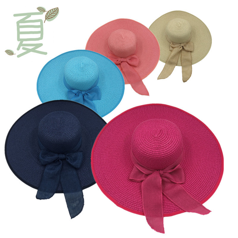 Hat women's summer Korean tide big straw hat big edge summer hat Sun hat Sun hat women's foldable sun hat