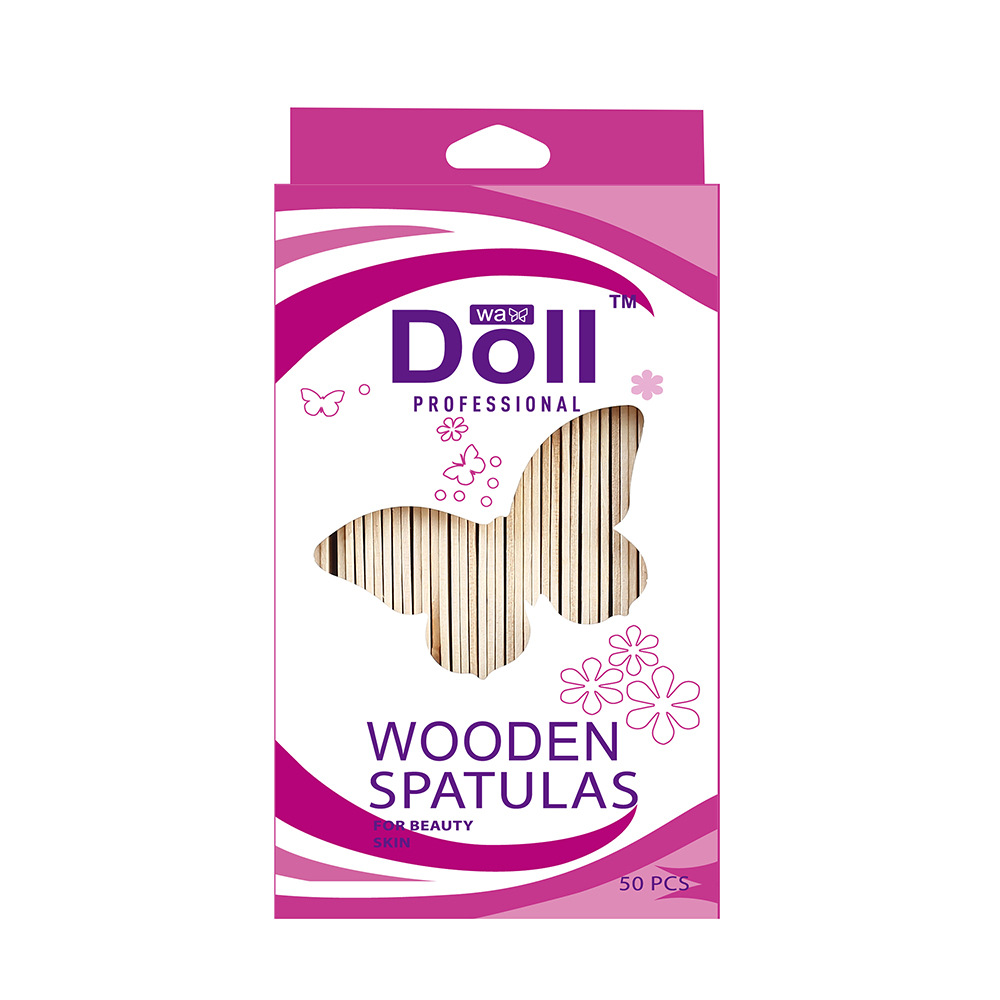 DollWax waxing Stick Beauty Hair removal Care Tools 50pcs box set Tongue Press Stick Hair removal wax Scraping stick