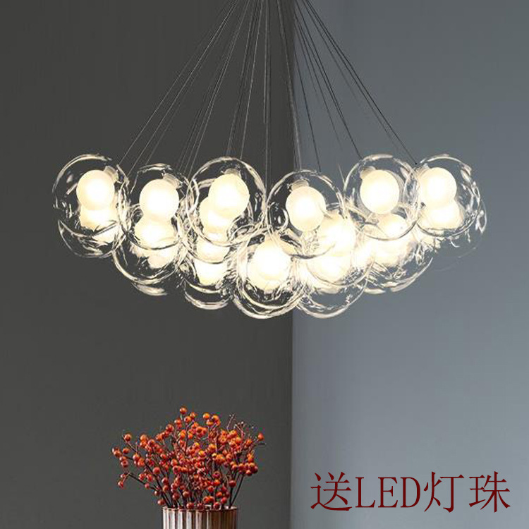 Ball in ball chandelier round glass chandelier LED dining chandelier postmodern chandelier