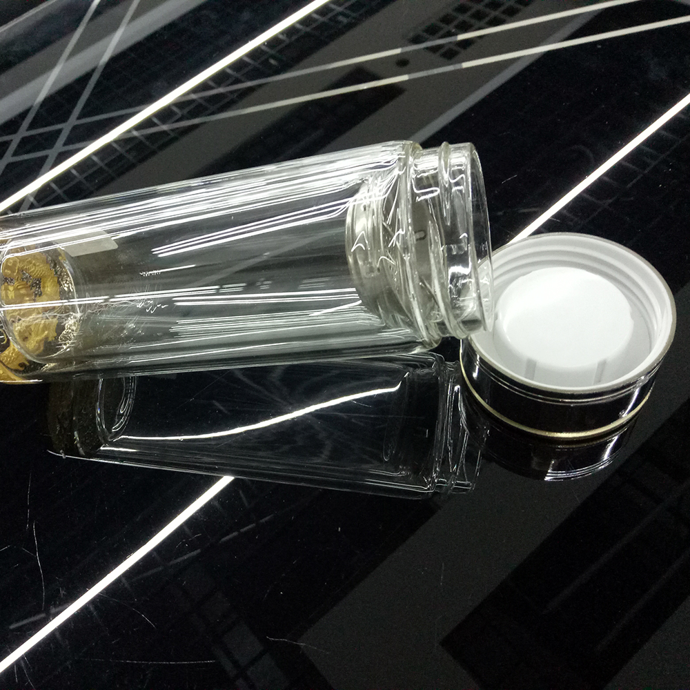 Double-layer glass cup, men's heat-insulating high-end cup with handle, crystal cup, office and business creative car portable water cup details Picture