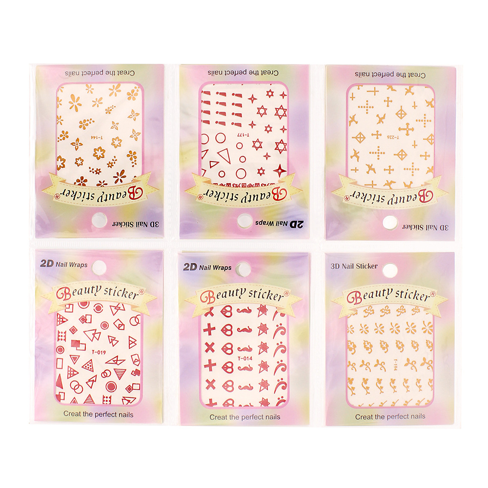 European and American foreign trade 3D watermark nail stickers, patterned metal decal accessories, DIY three-dimensional gilding water-based stickers Application Scenario