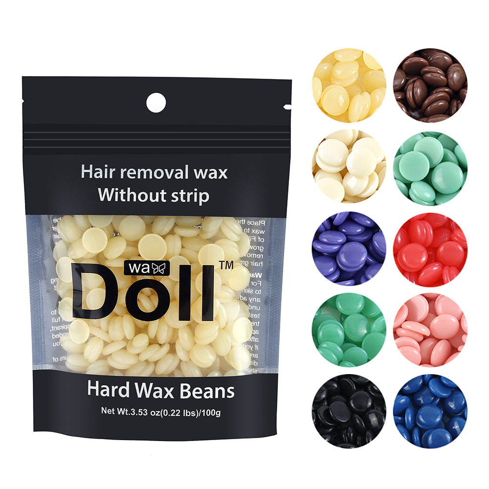 DollWax's new hair removal wax beans, 100g paperless solid hot wax bags, full-body wax removal therapy granules, hard wax, cross-border
