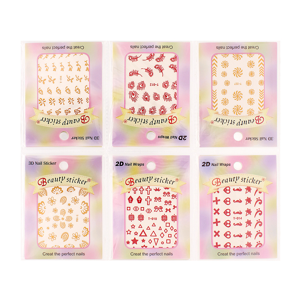 欧美外贸3D水印美甲贴纸花纹图案金属贴花饰品DIY立体烫金水性贴细节图