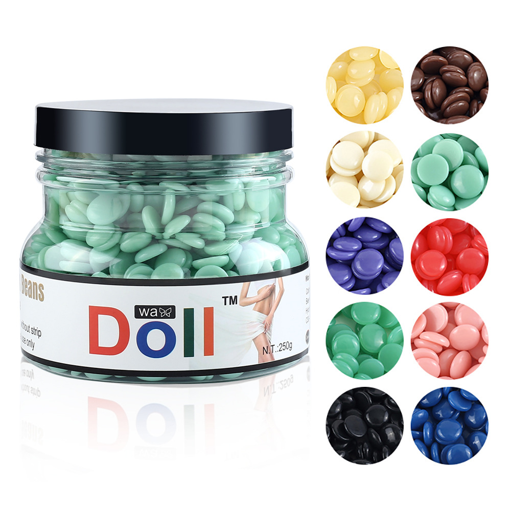 Dollwax Hair Removal wax Beans 250g, paperless solid hard wax, large particle wax therapy granules, hot wax can for full-body hair removal