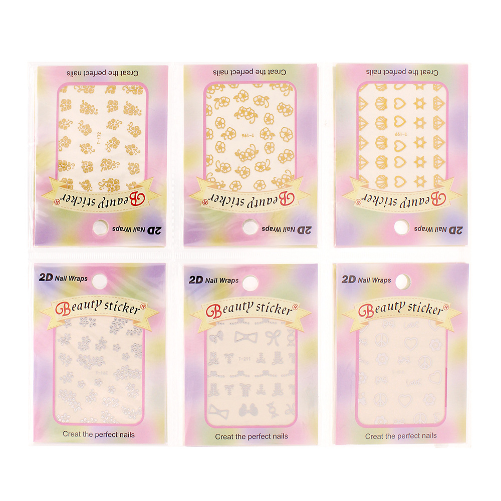 European and American foreign trade 3D watermark nail stickers, patterned metal decal accessories, DIY three-dimensional gilding water-based stickers
