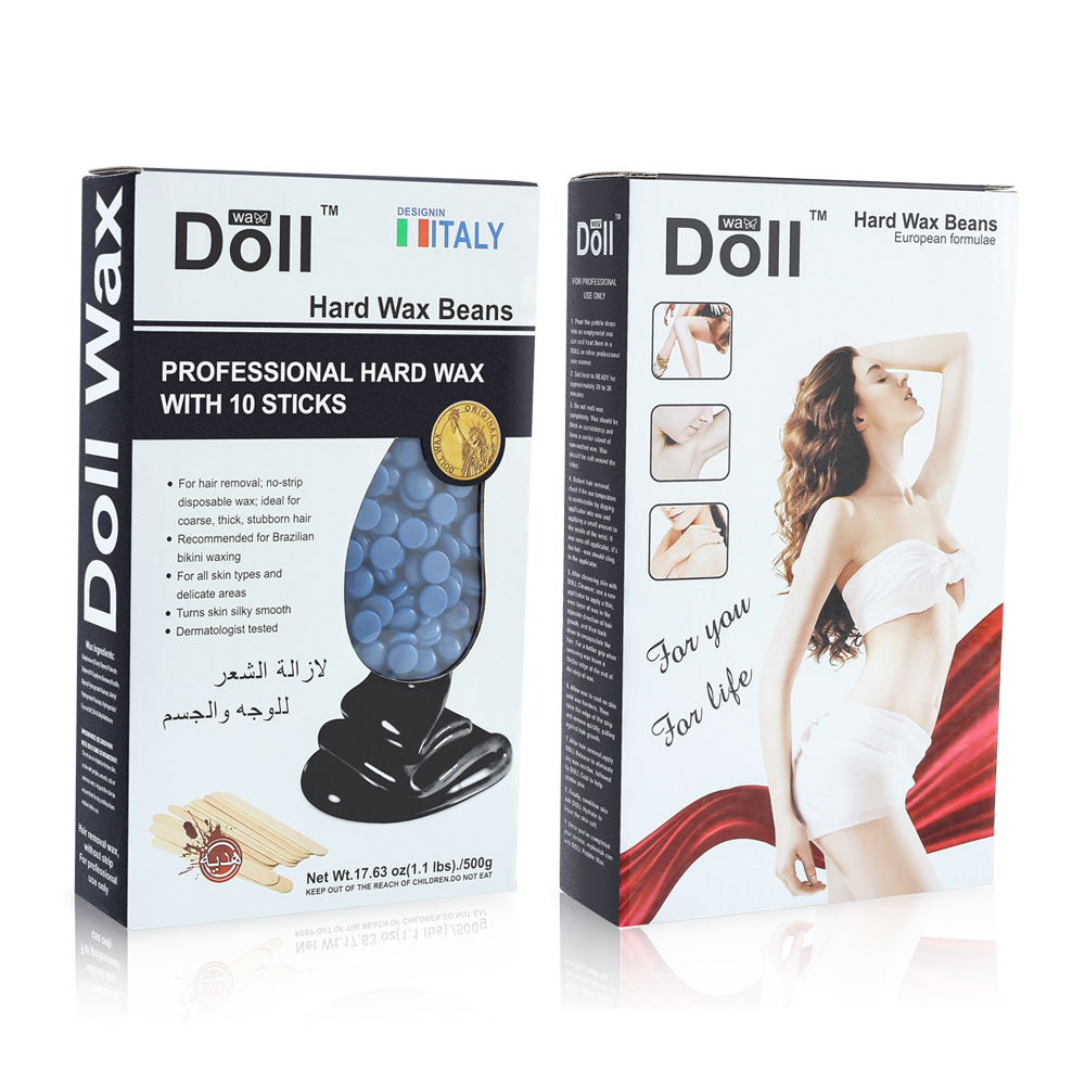DollWax新品500g脱毛蜡豆上蜡棒套装 免纸固体热蜡大颗粒蜡疗粒细节图