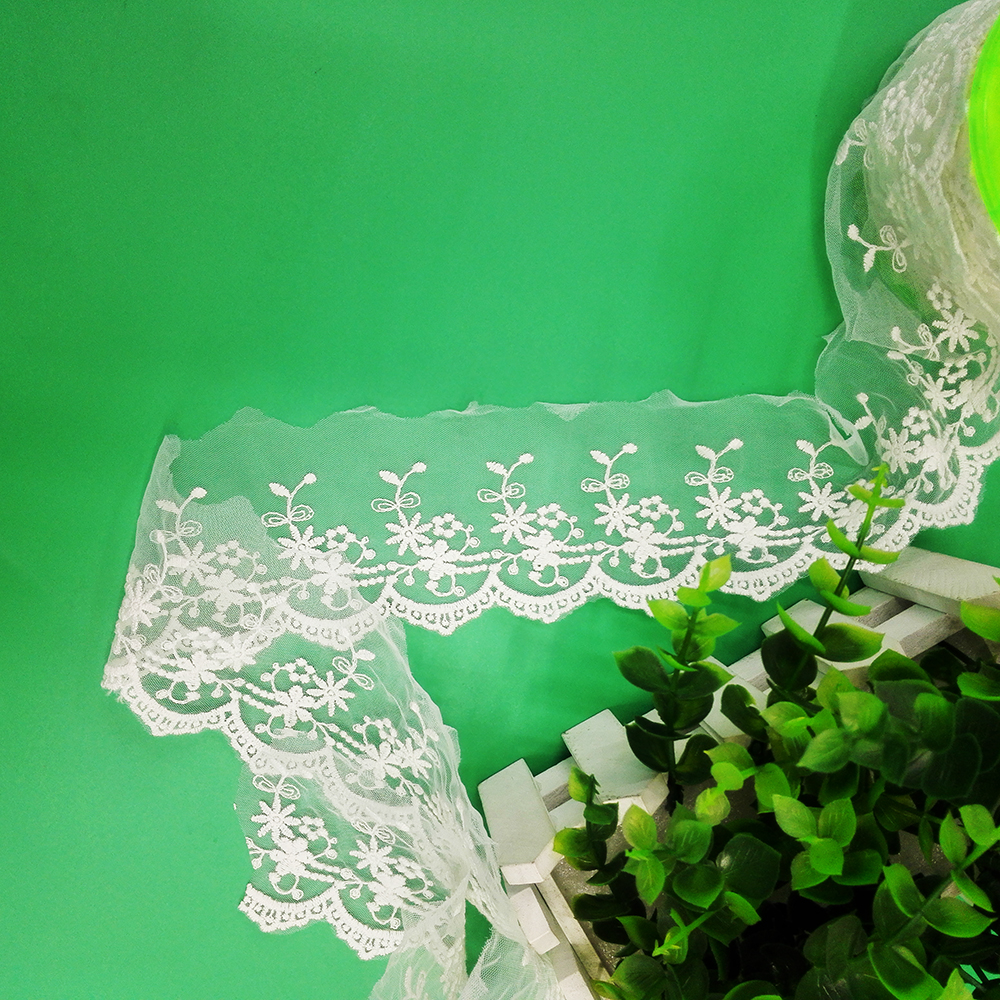 Lace clothing accessories, barcode embroidery, water-soluble lace, mesh fabric, cotton thread, lace headwear, lace can be customized details Picture