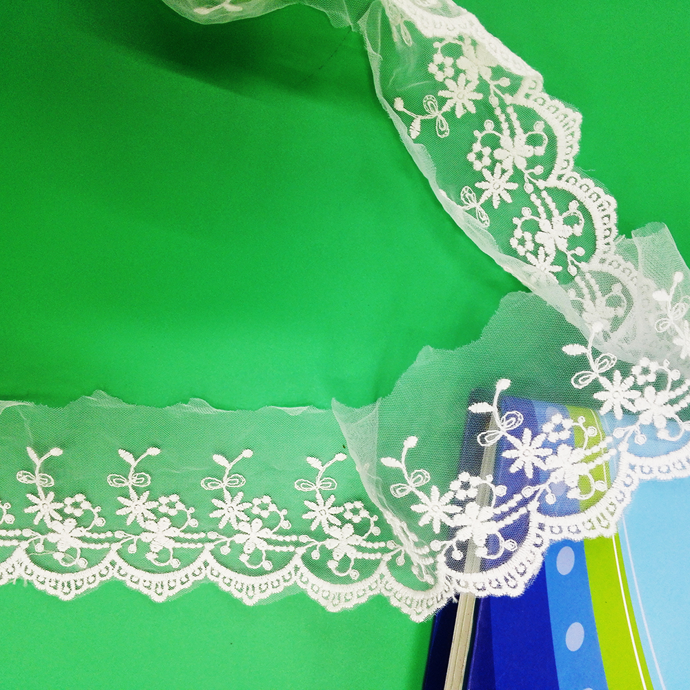 Lace clothing accessories, barcode embroidery, water-soluble lace, mesh fabric, cotton thread, lace headwear, lace can be customized Specification image