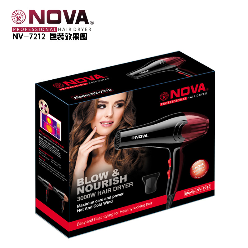 مجفف شعر ذات قدرة عالية من طراز NovA-7212 يعمل في شركة نوفا -7212 Specification image