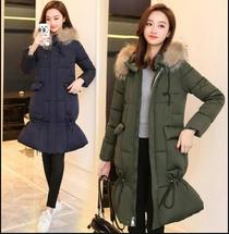 Medium long student padded padded jacket with hooded slim fleece jacket