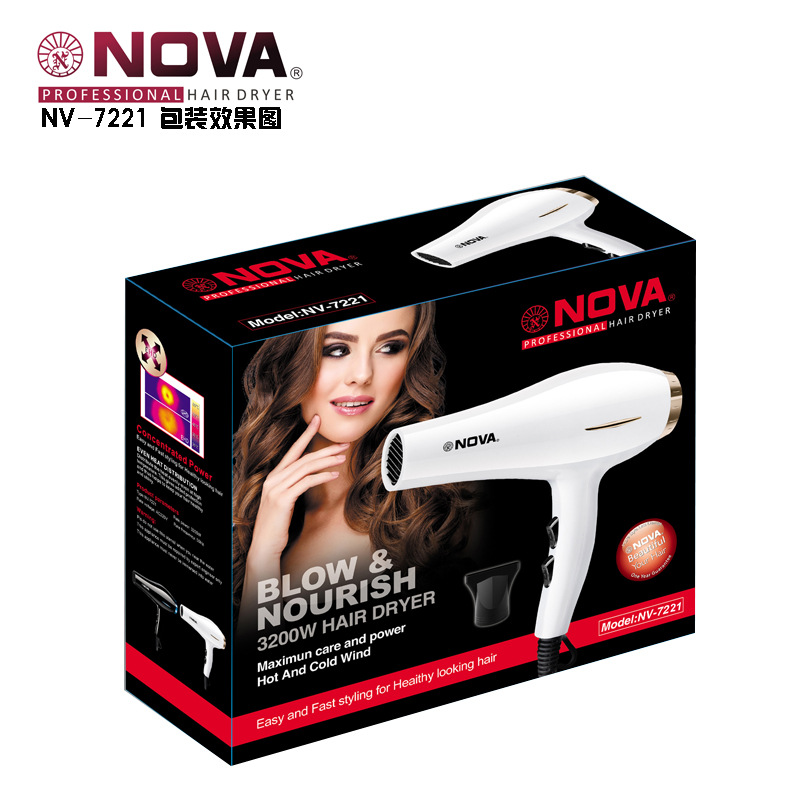 مجفف شعر عالي القدرة NovA/7221. Specification image