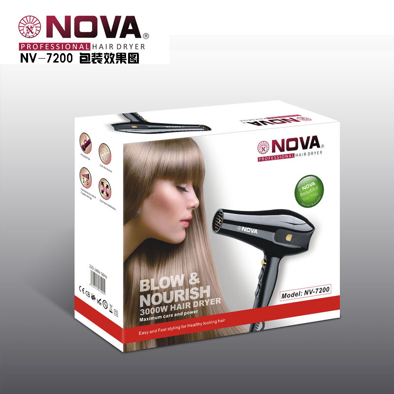 مجفف شعر منزلي عالي القدرة Nova -7200 مجفف شعر عالي القدرة، مجفف شعر ساخن، مجفف شعر من ستة صالون details Picture