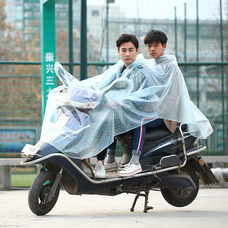 Comercio exterior estilo explosivo al por mayor coche eléctrico motocicleta adulto poncho de lluvia lindo dot ride doble capa de lluvia poncho personalizado details Picture