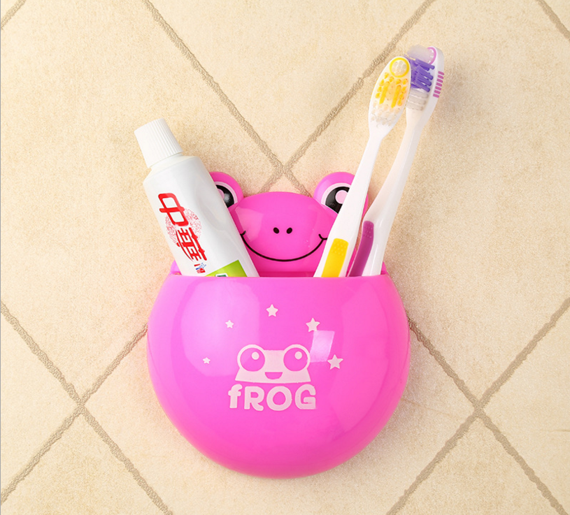 新款青蛙牙刷架 吸盘式牙刷架 多色可选牙刷置物架细节图