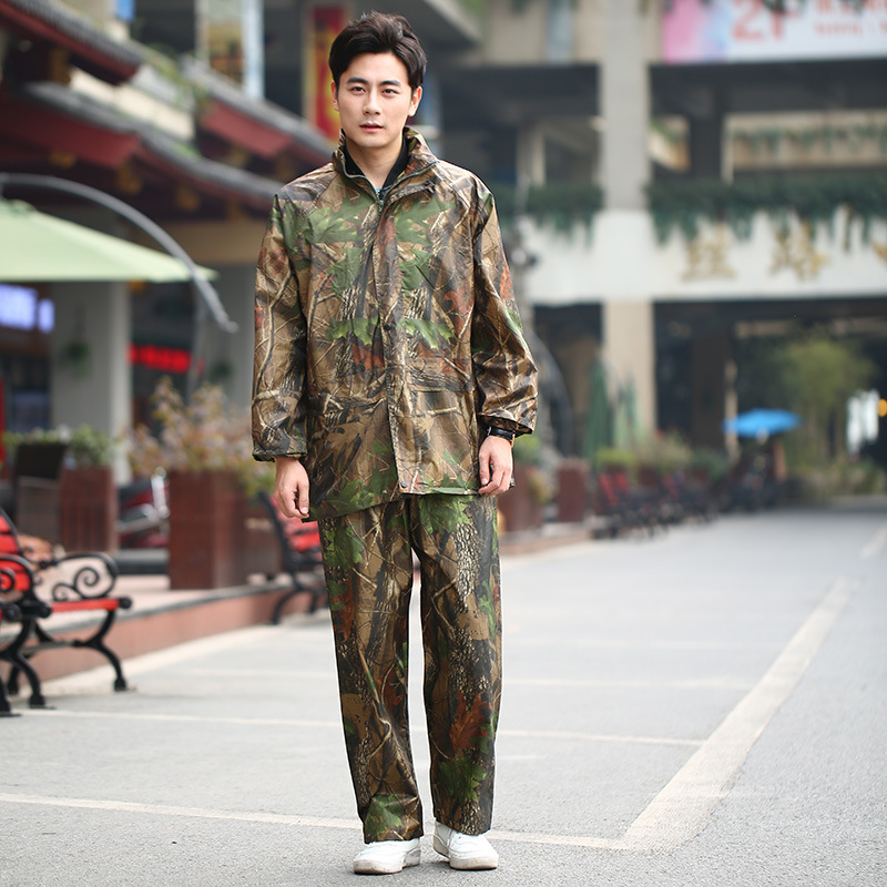 Aliexpress foreign trade adult raincoats, outdoor fashion camouflage, split raincoats, waterproof clothing manufacturer wholesale and customization