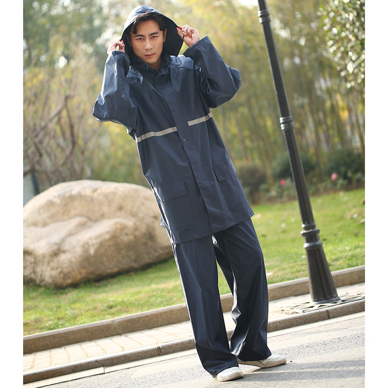 Wholesale and customization of 2018 manufacturer's creative fluorescent split raincoats, outdoor adult reflective raincoats and rain pants sets Specification image