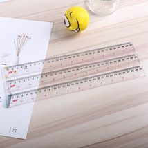 厂家批发30cm塑料透明双色直尺 学生文具测量刻度尺子定做LOGO
