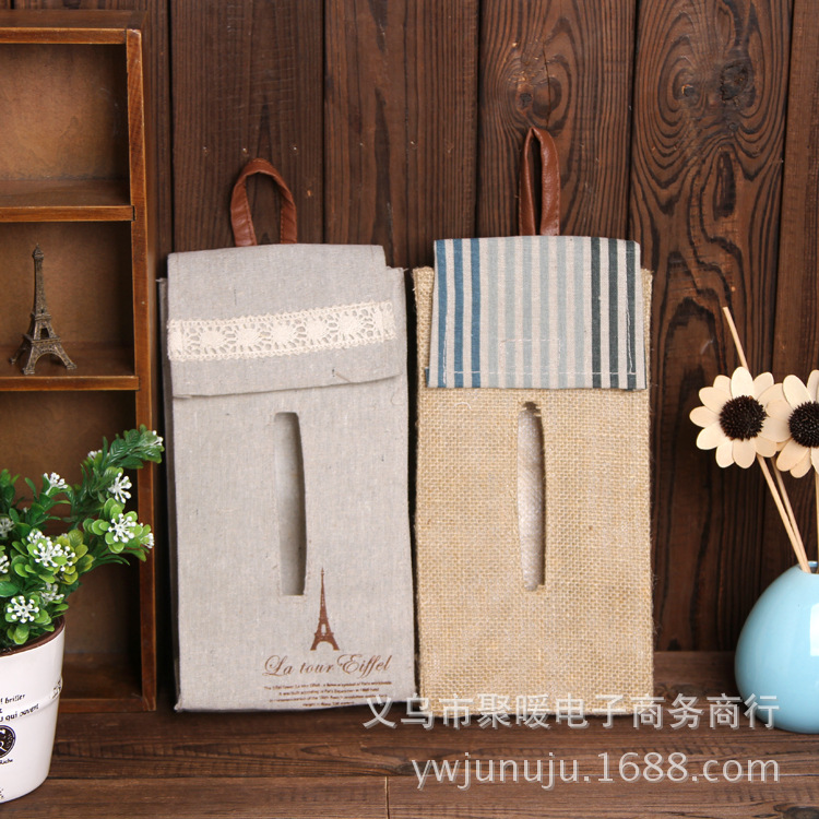 纸巾盒抽纸布艺 家用挂式可挂墙棉麻布艺家居卫生间厕所纸抽盒
