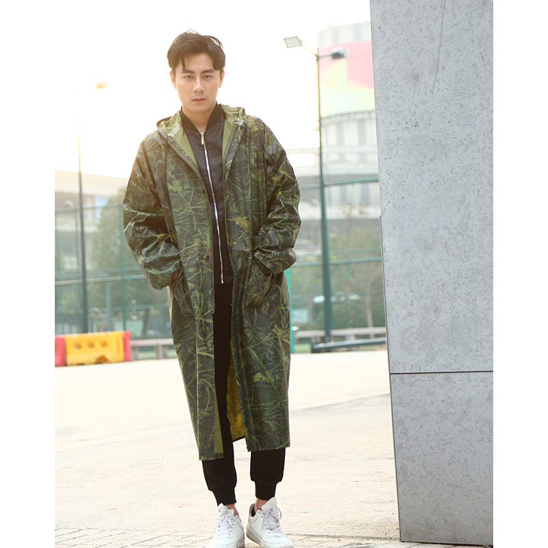Wholesale and customized LOGO for new Korean version pvc camouflage waterproof coat and adult one-piece raincoat from the manufacturer details Picture