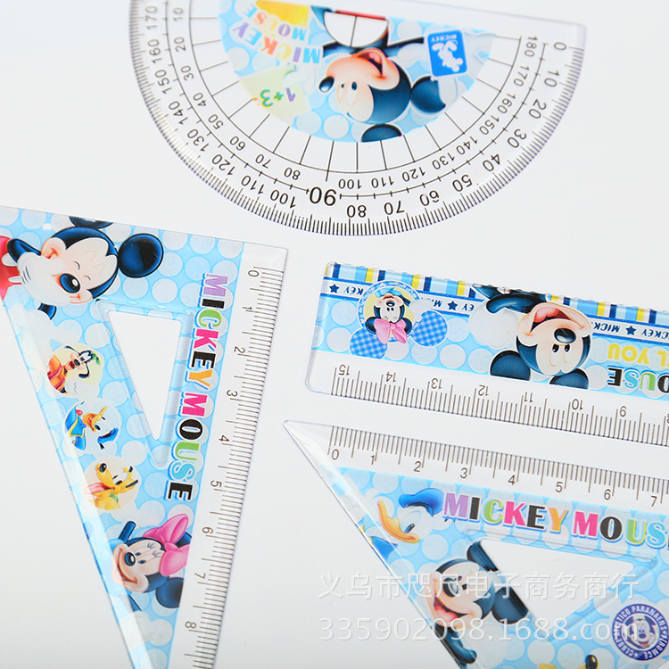 卡通学生三角板 直尺 量角器 学生学习套尺儿童礼品奖品 生日礼物产品图