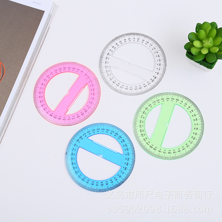 【彬斌文具】供应学生专用360度圆尺 各色塑料尺批发 透明塑料尺