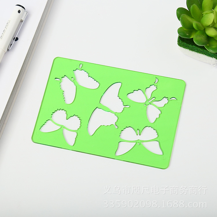 儿童绘画玩具 益智临摹绘画模 镂空动物风景画板 儿童花边尺细节图