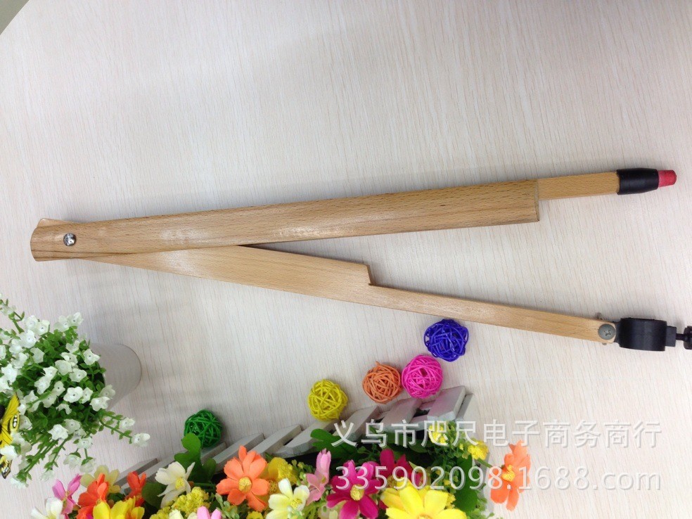厂家直销 教学仪器 绘图教学三角尺 圆规 榉木量角器细节图