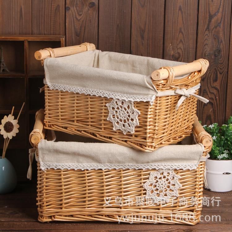 Wicker storage basket with storage box food storage basket garden miscellaneous desktop storage can be customized wholesale
