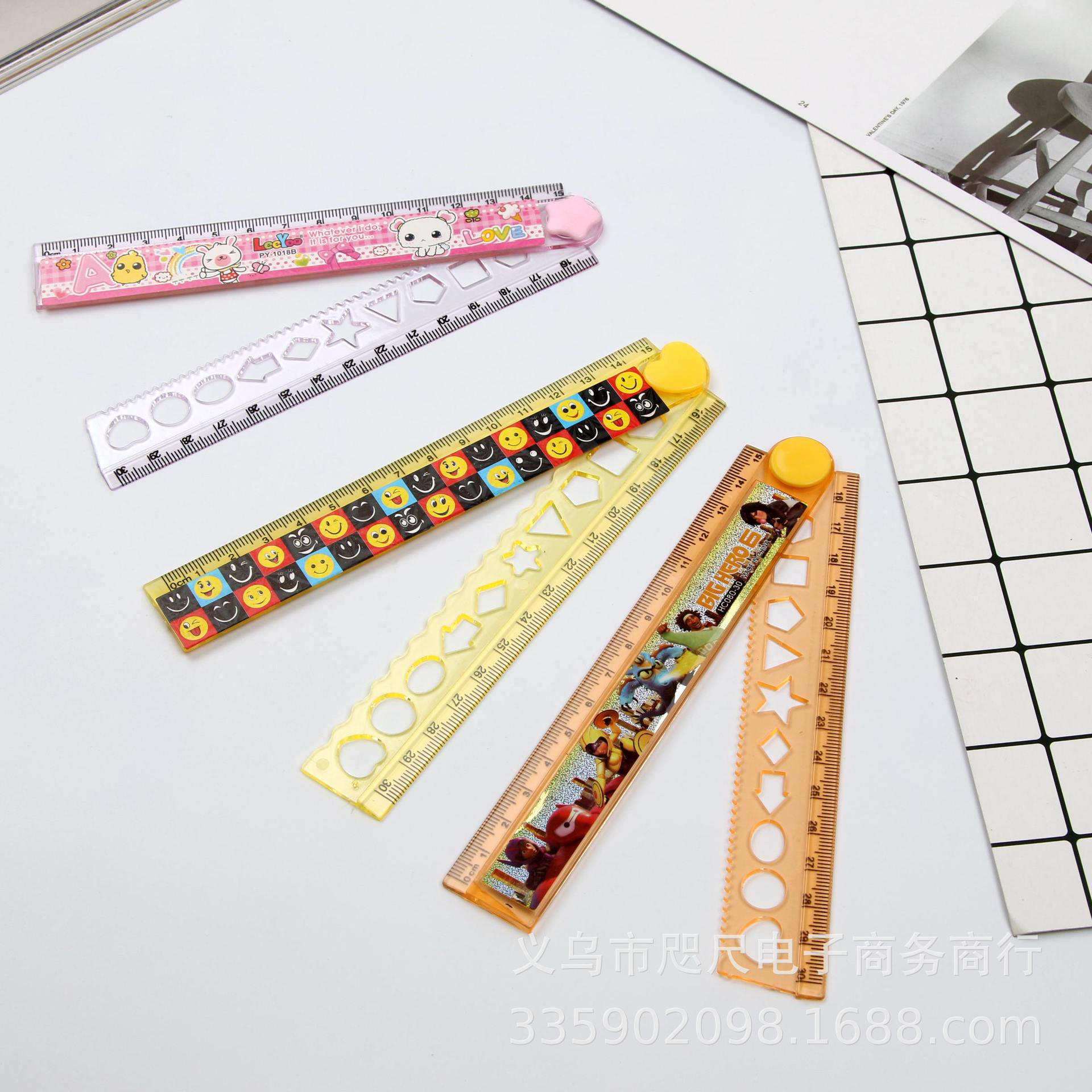 彬斌文具折尺 30cm尺子直尺折叠尺节日礼品小学生奖品学习贴花折