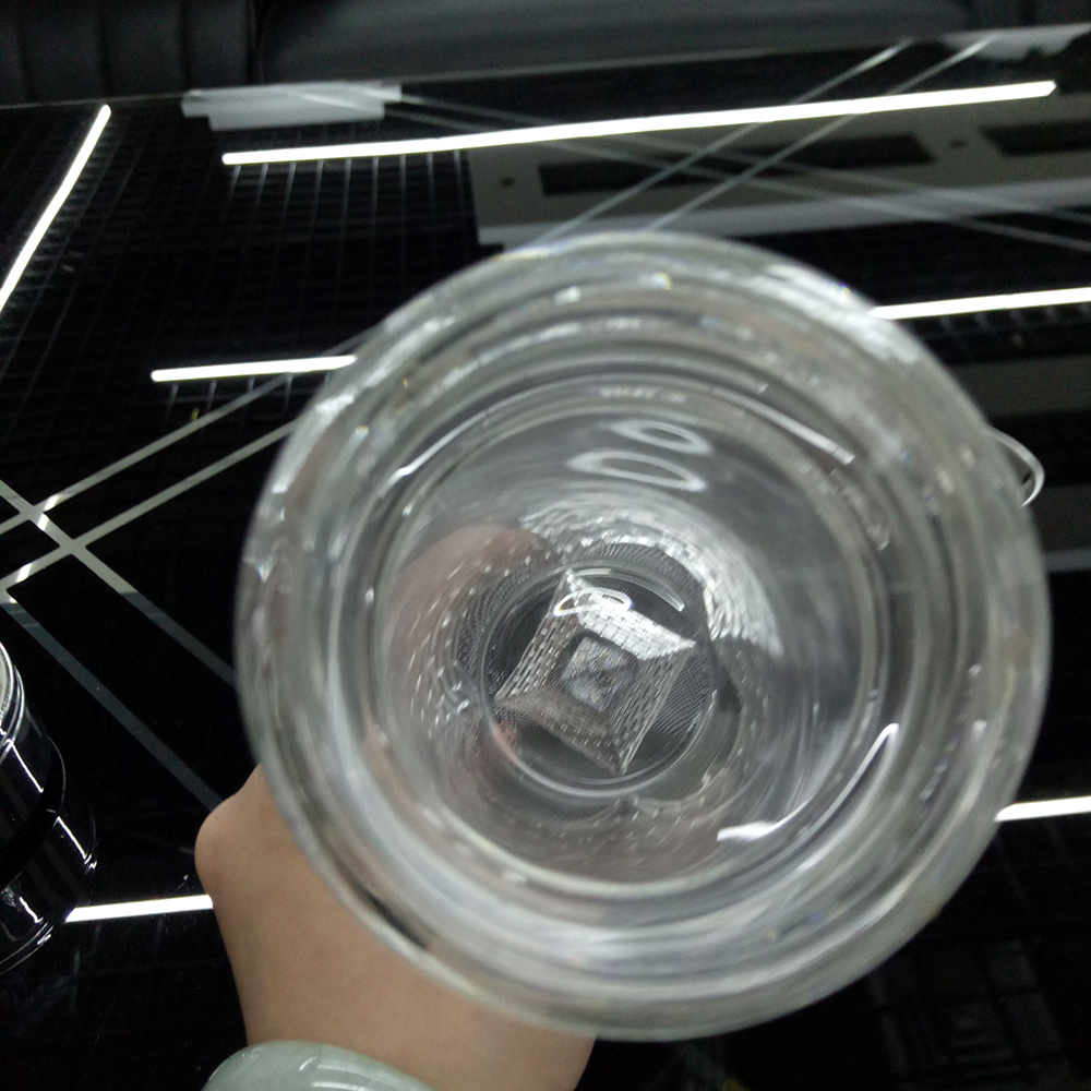 2486-C 银字塔底锦绣盖双层礼品玻璃杯 办公室隔热带滤网茶杯细节图