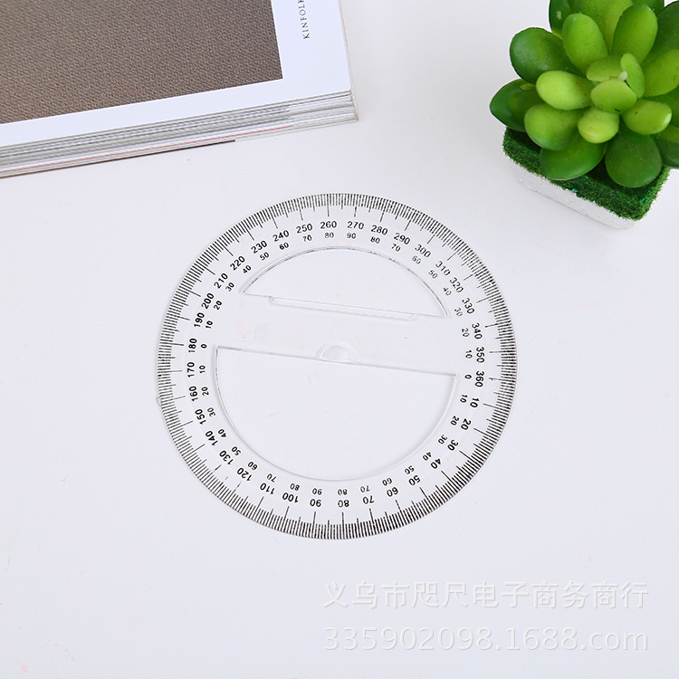 【彬斌文具】供应学生专用360度圆尺 各色塑料尺批发 透明塑料尺产品图