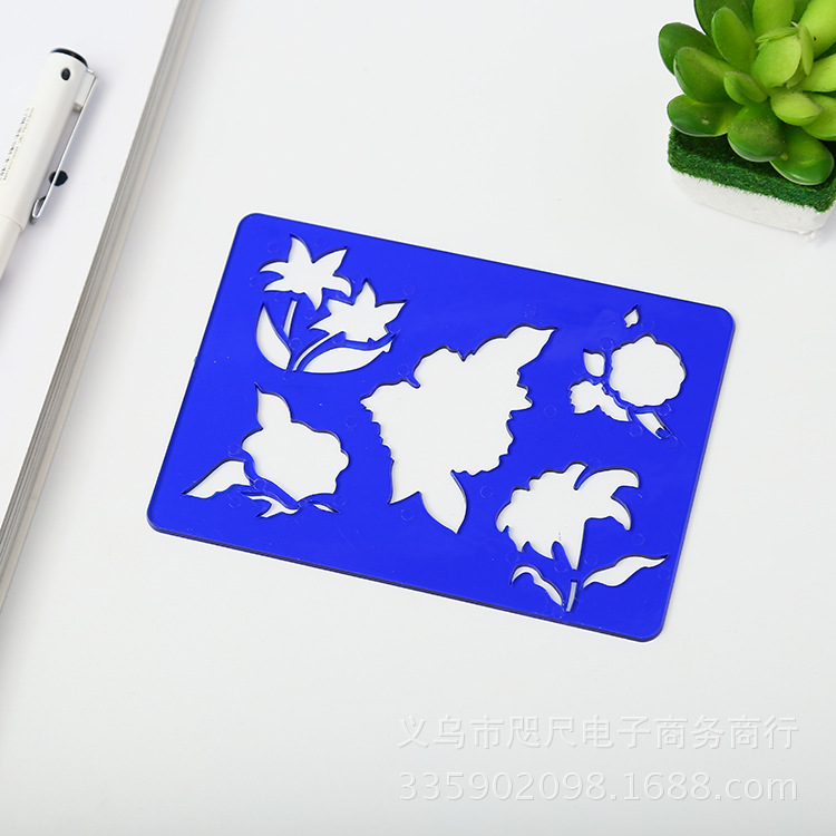 儿童绘画玩具 益智临摹绘画模 镂空动物风景画板 儿童花边尺产品图