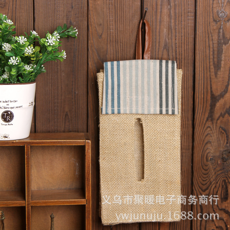 纸巾盒抽纸布艺 家用挂式可挂墙棉麻布艺家居卫生间厕所纸抽盒产品图