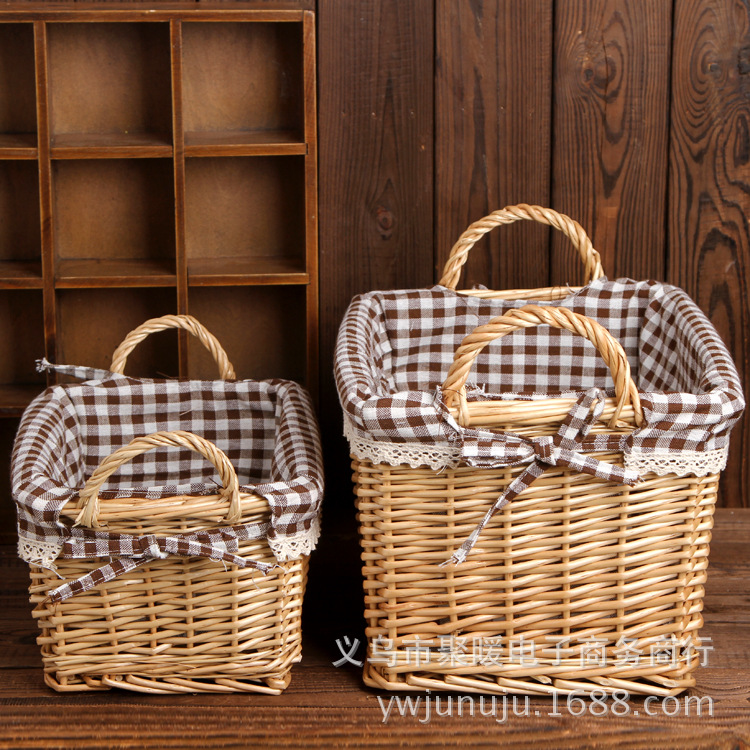 Rattan wicker storage basket with handle storage basket Storage basket woven home medium and large baskets can be customized thumbnail