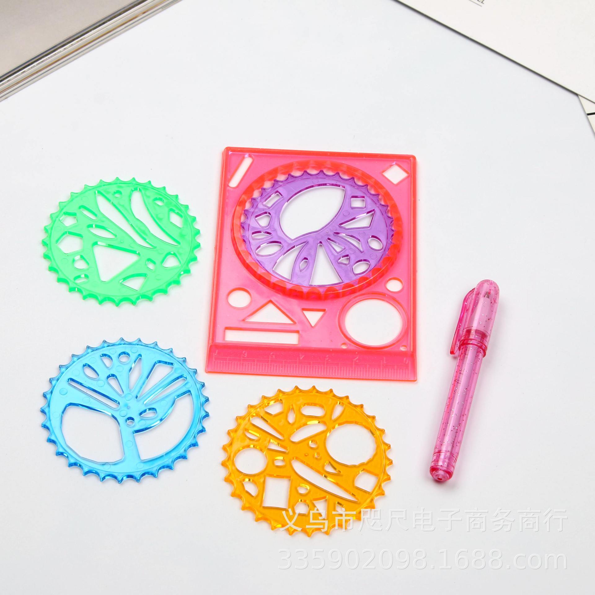 创意透明万花尺 学生绘画模板 塑料万花尺 绘画工具 方形画板