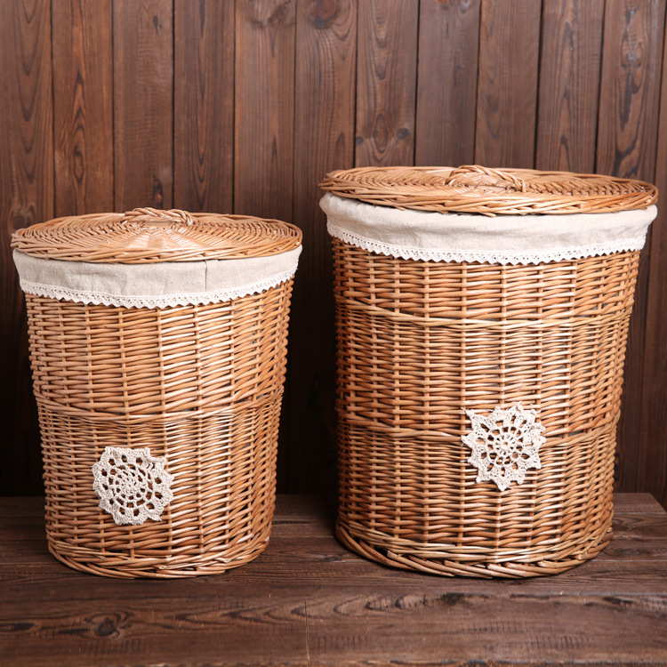 zakka special laundry basket wicker woven with cover large dirty clothes toy storage basket laundry basket laundry basket thumbnail