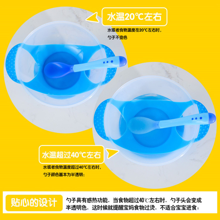 Baby bowl spoon tableware set Baby sucker bowl neonatal training to eat rice bowl anti-slip anti-fall temperature scoop wholesale Application Scenario