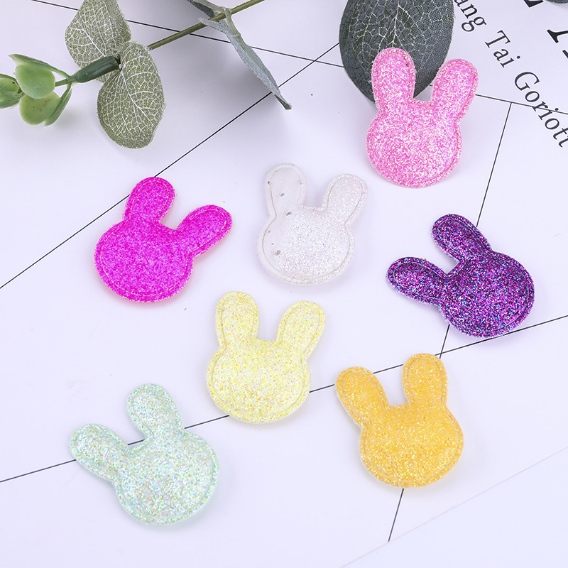 超声波压花童装童帽头饰发饰配件DIY饰品配件金粉长耳兔子头