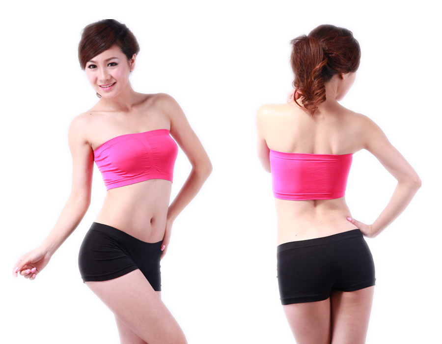 Stretch well candy color seamless one-piece sport chest wrap double with chest pad to wipe the chest details Picture