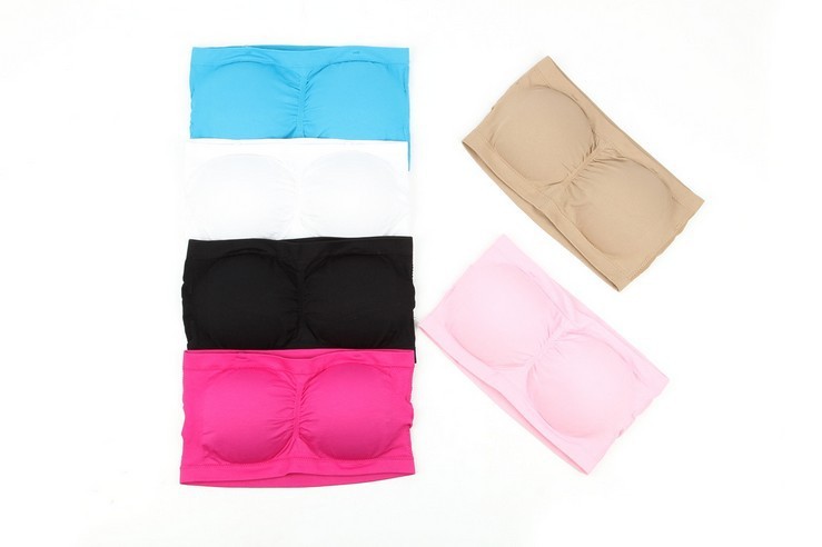 Stretch well candy color seamless one-piece sport chest wrap double with chest pad to wipe the chest Specification drawing