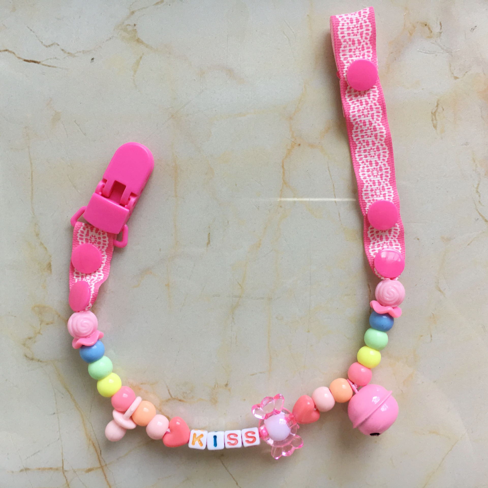 婴儿奶嘴防掉链防掉带夹串珠DIY定制字母可夹可套多用 糖果产品图