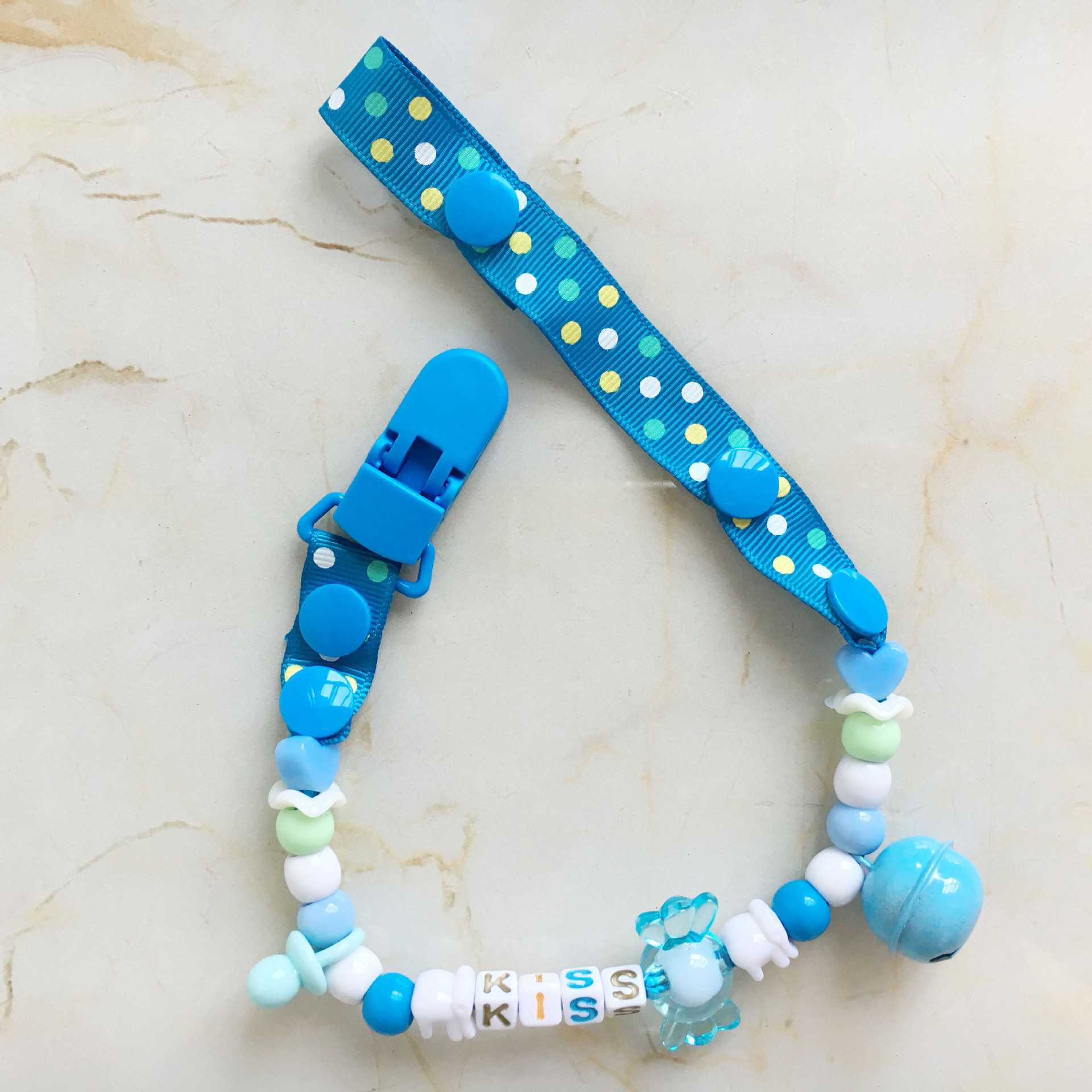 婴儿奶嘴防掉链防掉带夹串珠DIY定制字母可夹可套多用 糖果细节图